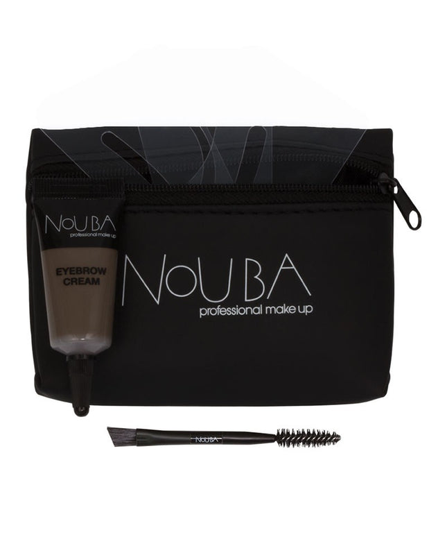 20 Set Nouba: Nouba, Eyebrow Brush + Nouba, Eyebrow Gel, 7 ml + Textile Makeup Bag, Black