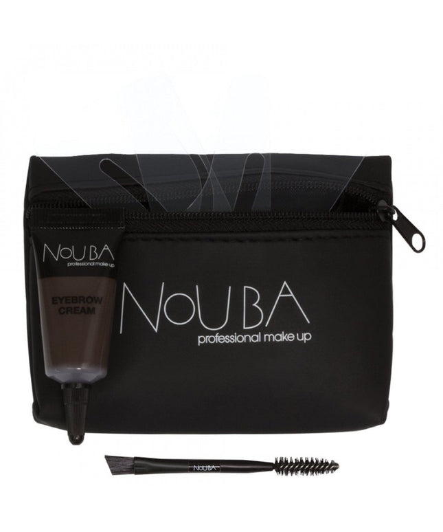 25 Set Nouba: Nouba, Eyebrow Brush + Nouba, Eyebrow Gel, 7 ml + Textile Makeup Bag, Black
