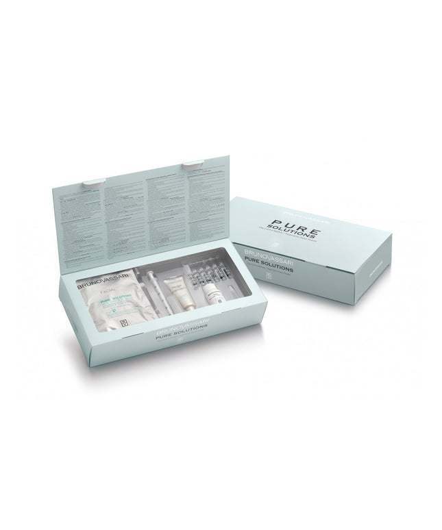 Pure Solutions Set Bruno Vassari: Balance Fluid, Vitamin A, Hydrating, Emulsion, For Face, 20 ml + Pure Solutions, Eliminates Impurities, Cream Mask, For Face, 30 g + Bruno Vassari, Purifying, Lotion-Serum, For Face, 3 ml + Bruno Vassari, Purifying, Loti
