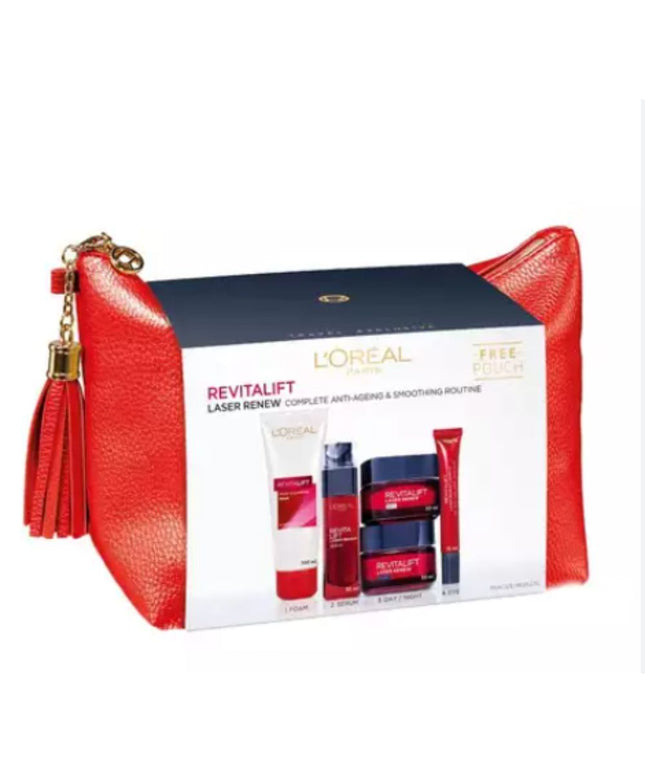 Set L&#x27;Oreal Paris: Revitalift Laser Renew, Cleansing, Cleansing Foam, 100 ml + Revitalift Laser Renew, Anti-Wrinkle, Eye Cream, 15 g + Revitalift Laser Renew, Serum, For Face, 30 ml + Revitalift Laser Renew, Hyaluronic Acid, Anti-Wrinkle, Night, Cre