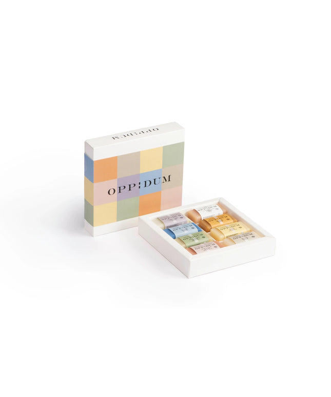 Set Oppidum: Blanc De Carvi, Cleansing &amp; Soothing, Soap Bar, 100 g + Bleu De Nimes, Elasticity and Firmness, Soap Bar, 100 g + Bois de Rose, Hydrating, Soap Bar, For Face, 100 g + Ecorces &amp; Graines, Nourishing, Soap Bar, 100 g + Mille Fleurs, Nou