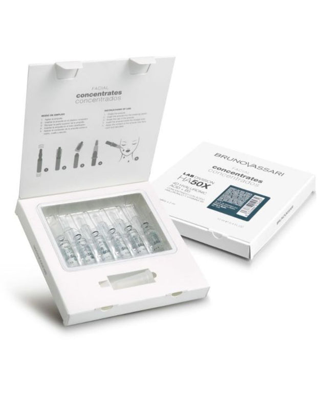 Set, Bruno Vassari, HA50X, Hyaluronic Acid, Hydra-Nourishing, Ampoules Treatment Serum, For Face, For Women, 6 pcs, 2 ml