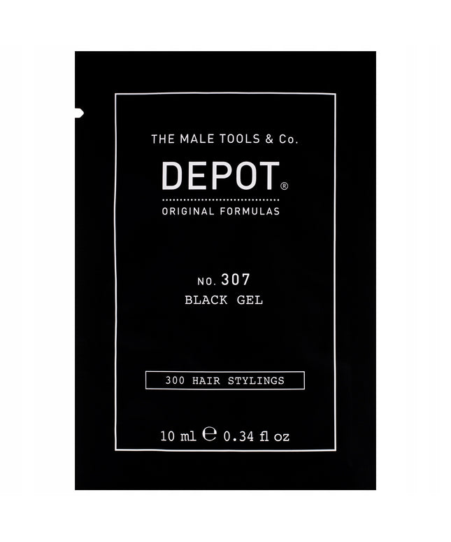 Depot, 300 Hair Stylings No. 307 Black, Botanical Complex, Hair Styling Gel, Temporary Coverage &amp; Volume, Medium Hold, 10 ml