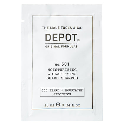 Depot, 500 Beard &amp; Mustache Specifics No. 501, Pro-Vitamin B5, Beard Shampoo, Moisturizing &amp; Clarifying, 10 ml