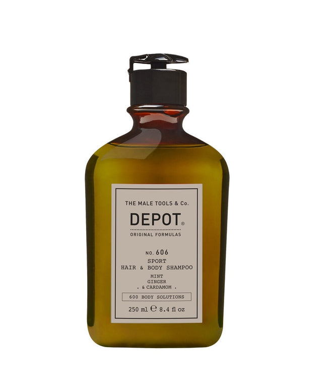 Depot, 600 Body Solutions  No. 606, Mint, Ginger &amp; Cardamom, Shower Gel &amp; Shampoo 2-In-1, Botanical Complex, 250 ml