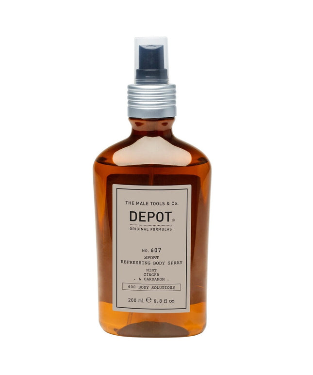 Depot, 600 Body Solutions No. 607, Botanical Complex, Refreshing, Body Spray, For Face &amp; Body, Mint, Ginger &amp; Cardamom, 200 ml