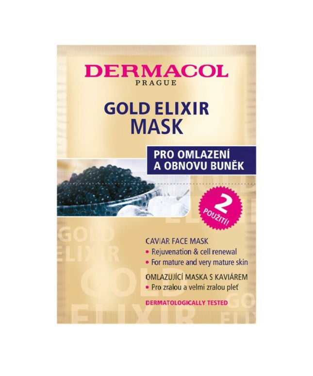 Set Duo, Dermacol, Gold Elixir, Caviar Extract, Anti-Ageing, Cream Mask, For Face, 2 pcs, 8 g