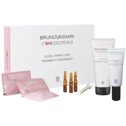 Global Firming Care Treatment Set Bruno Vassari: Bio Ceuticals, Green Tea, Exfoliating Powder, x3 pcs + Bio Ceuticals, Vitamin C, Ampoules Treatment Serum, For Women, x3 pcs + Bio Ceuticals Stay Tight, Cream Mask + Bio Ceuticals Lift Intensive, Cream