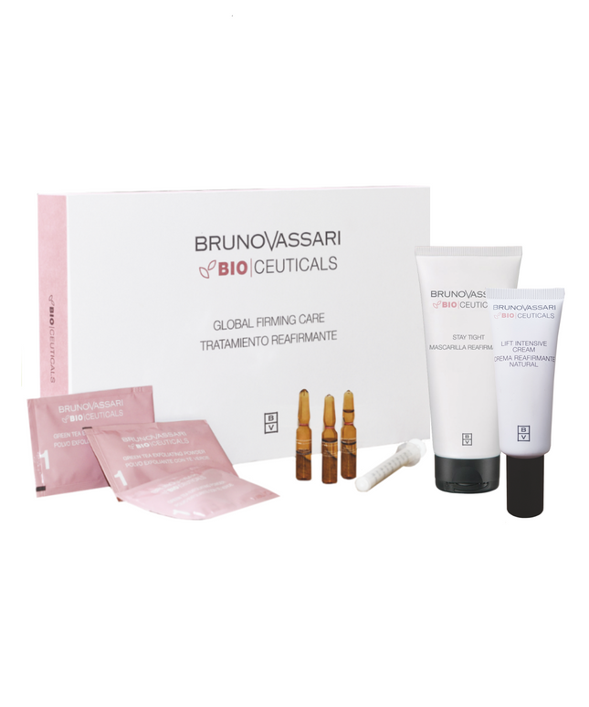 Global Firming Care Treatment Set Bruno Vassari: Bio Ceuticals, Green Tea, Exfoliating Powder, x3 pcs + Bio Ceuticals, Vitamin C, Ampoules Treatment Serum, For Women, x3 pcs + Bio Ceuticals Stay Tight, Cream Mask + Bio Ceuticals Lift Intensive, Cream