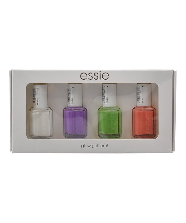Glow Get`Em! Set Essie: Nail Enamel, Vegan, Glossy Shine Finish, Nail Polish, Serial Shopper, 13.5 ml + Nail Enamel, Vegan, Glossy Shine Finish, Nail Polish, Vice Versa, 13.5 ml + Nail Enamel, Vegan, Glossy Shine Finish, Nail Polish, Sittin` Pretty, 13.5