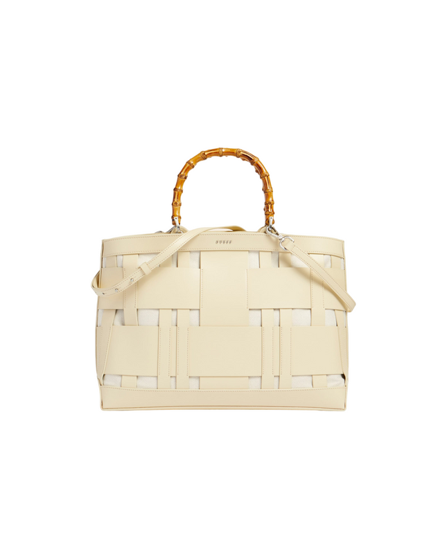 Guess, Aida, Leather Handbag, White, HWAIDWL2376, 50 x 35 x 19 cm