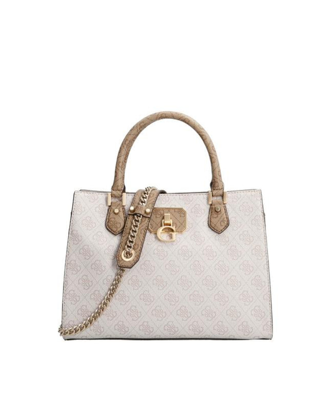 Guess, Alisa, Synthetic Leather, Textile Bag, 4G Logo, White, hwsg81 23060, For Women, 29/31.5 x 22.5 x 13.5 cm