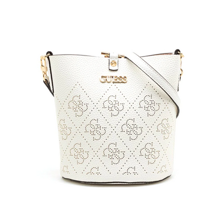 Guess, Amara, Polyester, Textile Handbag, 4g Logo Bucket, White, HWSG8493010, 21 x 21 x 11 cm
