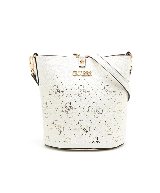 Guess, Amara, Polyester, Textile Handbag, 4g Logo Bucket, White, HWSG8493010, 21 x 21 x 11 cm