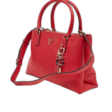 Guess, Becca Status Satchel, Textile Handbag, Red