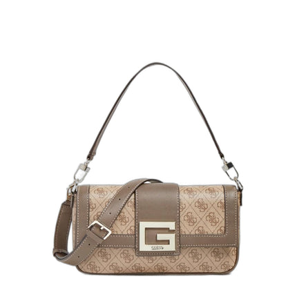 Guess, Brightside, Polyurethane, Textile Bag, 4G Logo, Latte, For Women