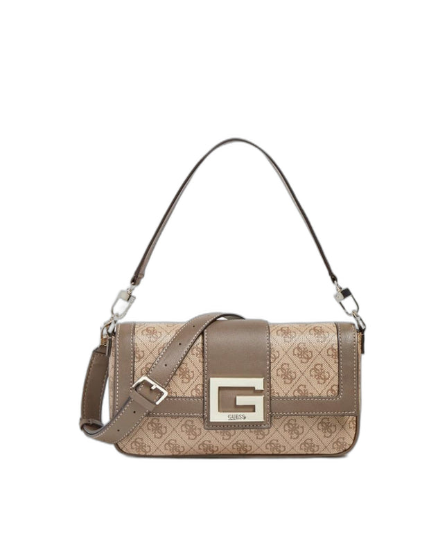 Guess, Brightside, Polyurethane, Textile Bag, 4G Logo, Latte, For Women