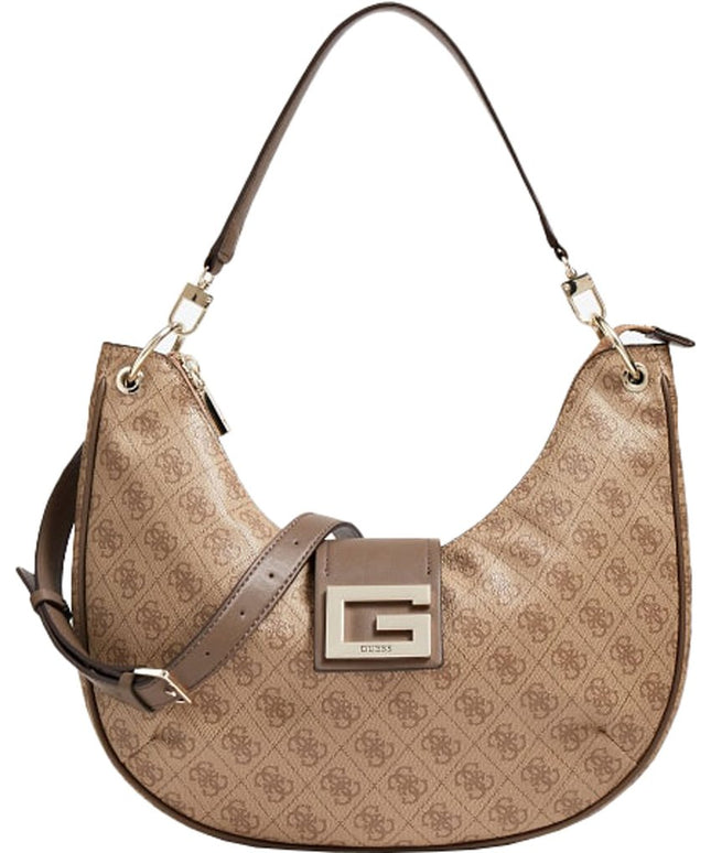Guess, Brightside, Polyurethane, Textile Bag, Hobo Latte, For Women