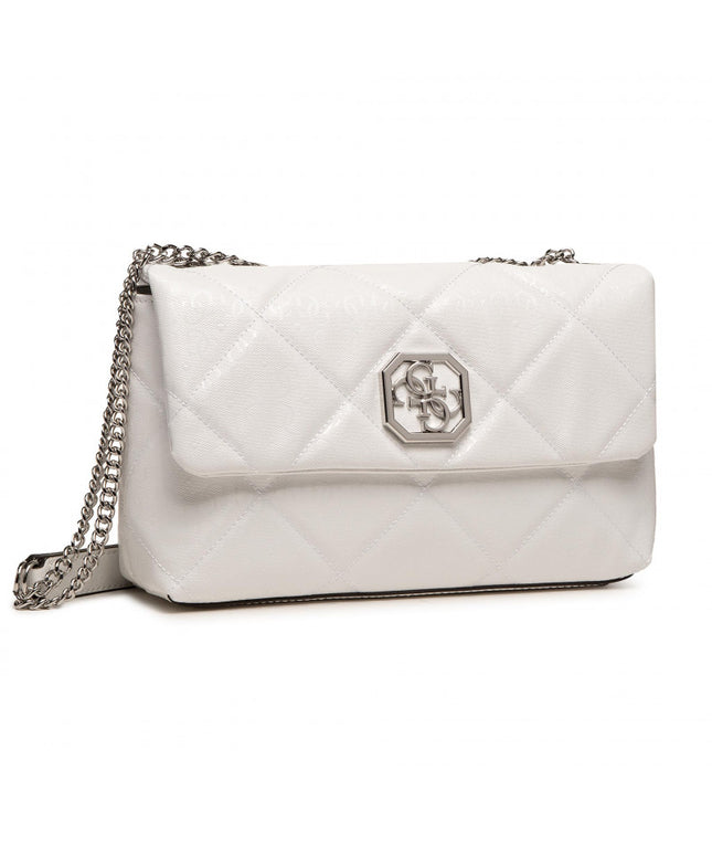 Guess, Cathleen, Synthetic Leather, Textile Bag, 4G Logo, White, For Women, 29 x 17 x 9 cm