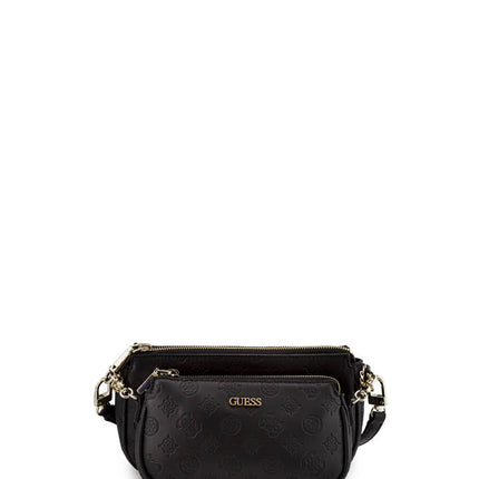 Guess, Dayane, Double Pouch, Leather Crossbody Bag, Black, 24 x 13.5 x 4.5 cm, For Women