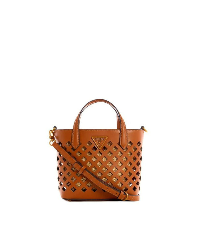 Guess, Aqua Mini Shopper, Textile Handbag, Maroon, HWVB8566750, 23 x 17 x 8 cm