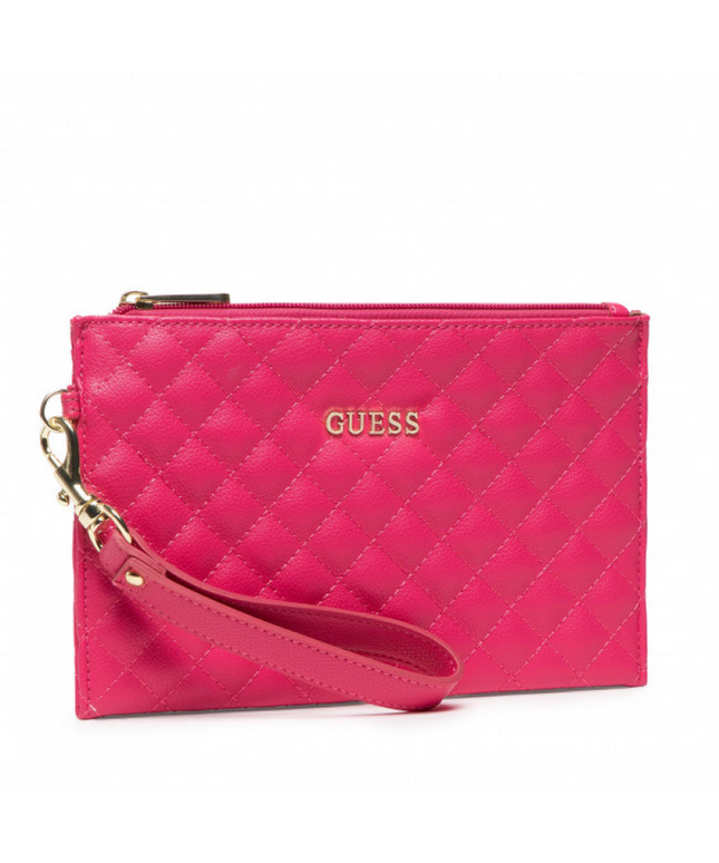 Guess, Holdall, Eco Leather, Textile Handbag, Quilted Effect And Cuff, Fucshia, 23 x 15 x 1.5 cm
