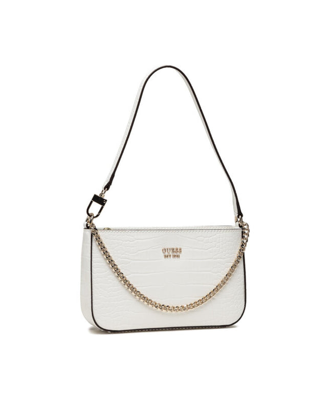 Guess, Katey, Synthetic Leather, Textile Bag, Shoulder Bag, White, For Women, 22 x 13.5 x 4 cm