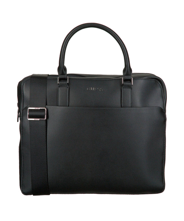 Guess, Scala, Ecological leather, Textile Briefcase, Computer, Black, 36 x 29 x 9 cm, For Men