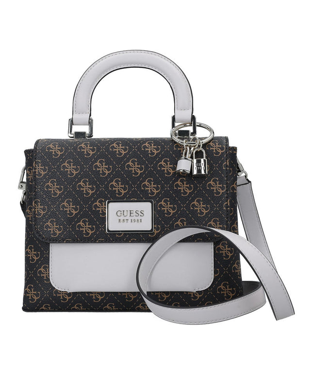 Guess, Tyren, Polyurethane, Textile Bag, Mini, Brown Stone, For Women, 26 x 20 x 8 cm