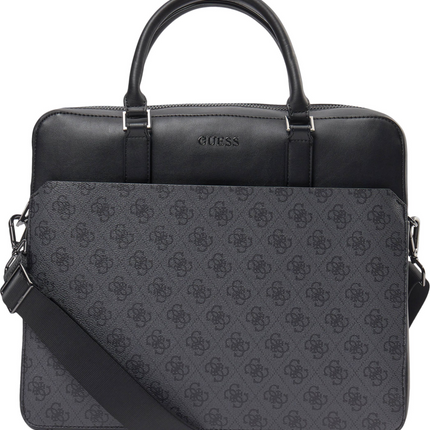 Guess, Vezzola, Polyurethane, Textile Briefcase, Computer, Black, 35 x 29 x 9 cm, For Men