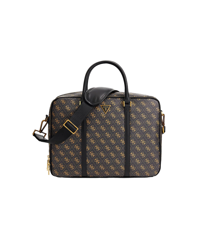 Guess, Vezzola, Polyurethane, Textile Briefcase, Computer, Brown/Ochre, 29 x 38 x 10 cm, For Men