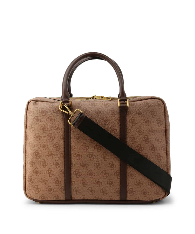Guess, Vezzola, Polyurethane, Textile Briefcase, Laptop Compartiment, Brown, For Men