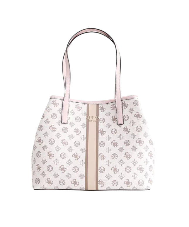 Guess, Vikky, Synthetic Leather, Textile Bag, Tote, Cream, KP699523, For Women