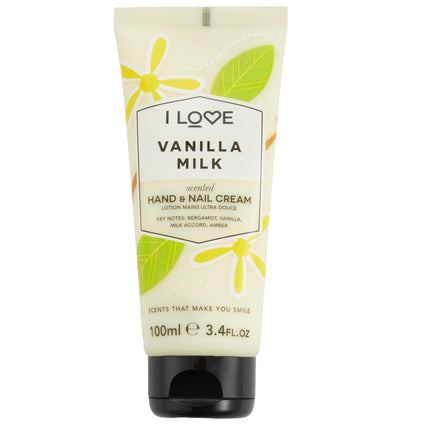 I Love, Signature Collection, Moisturizing, Hand &amp; Nail Cream, Vanilla Milk, 100 ml