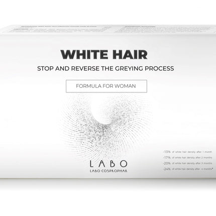 Labo, White Hair, Stop &amp; Reverse The Greying Process, Ampoules Treatment Serum, For Scalp, For Women, 20 pcs, 3.5 ml
