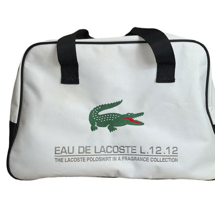 Lacoste, Eau de Lacoste L.12.12, Canvas, Textile Bag, Duffel Travel/Gym, White, Unisex, 12 x 18.5 x 7 inch