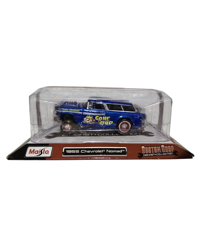 Maisto, Custom Shop Diecast, 1955 Chevrolet Nomad, Toy Car, Blue, 3+ years