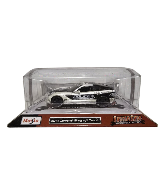 Maisto, Custom Shop Diecast, 2014 Corvette Stingray Coupe Police, Toy Car, White, 3+ years