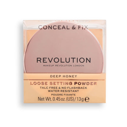 Makeup Revolution, Conceal &amp; Fix, Vegan, Loose Setting Powder, Deep Honey, 13 g