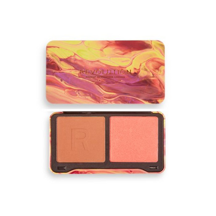 Makeup Revolution, London Neon Heat Dynamic, Illuminating, Blush Highlighter Palette, Peach Heat, 5.6 g