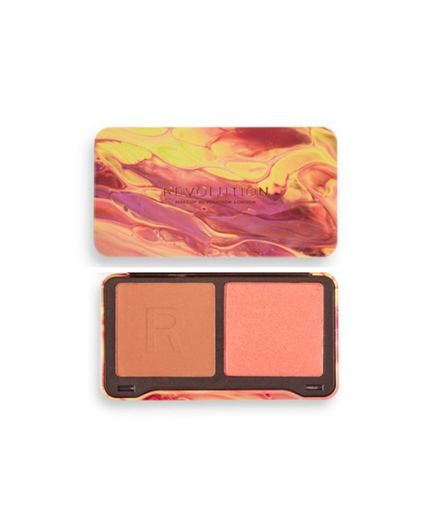 Makeup Revolution, London Neon Heat Dynamic, Illuminating, Blush Highlighter Palette, Peach Heat, 5.6 g