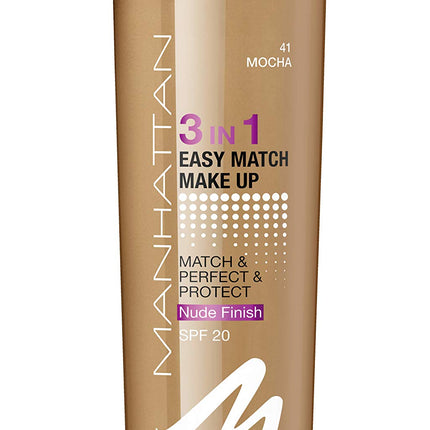 Manhattan, Easy Match 3 In 1, Liquid Foundation, 41, Mocha, SPF 20, 30 ml