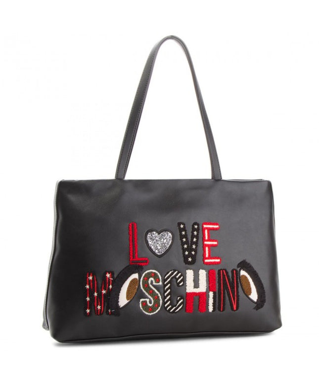 Moschino, Moschino, Textile Handbag, Black, jc4288pp06km_0000, 36/39 x 25,5 x 11 cm