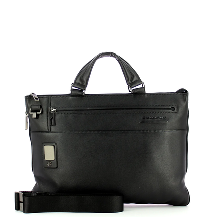 Piquadro, Akron, Leather Briefcase, Laptop Compartiment, Black, 30 x 42x 3.5 cm, For Men