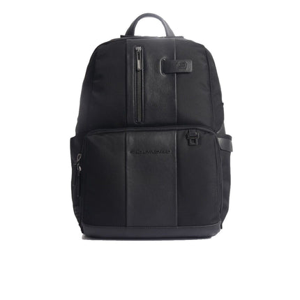 Piquadro, BagMotic, Nylon And Leather, Textile Backpack, Black, Laptop And iPad Compartment, CA3214BR2BM/N, For Men, 29 x 39 x 15 cm