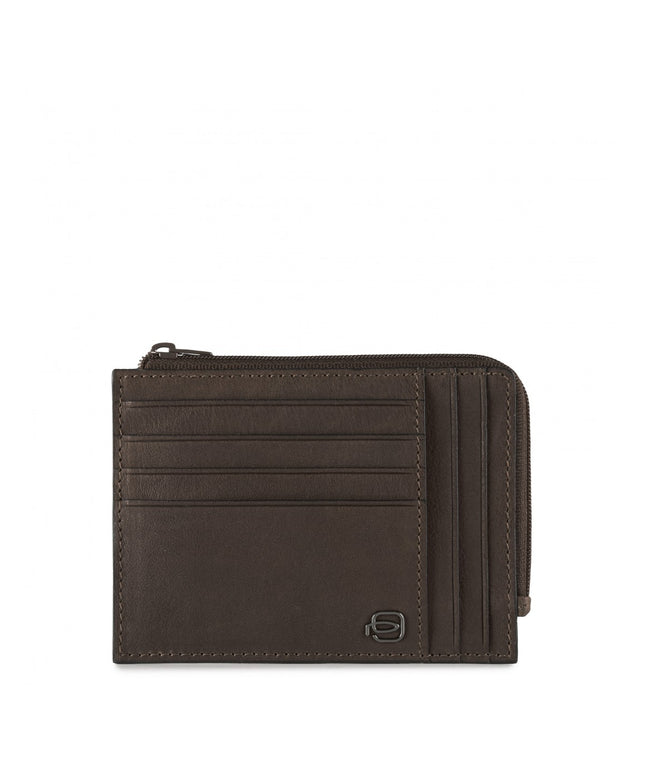 Piquadro, Black Square, Leather Wallet, Credit Card Case, Brown, For Men