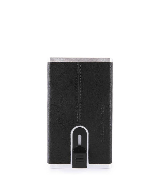 Piquadro, Black Square, Leather Wallet, Square Sliding System with Compact for Banknotes, PP4891B3R N, Black, For Men