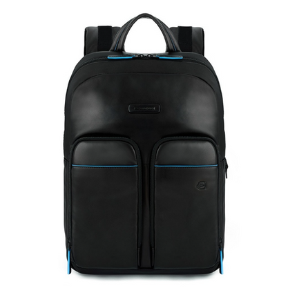 Piquadro, Blue Square, Leather, Leather Backpack, Black, Laptop Compartiment, CA5575B2V, For Men