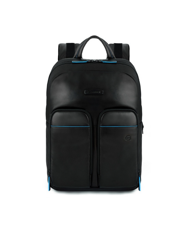 Piquadro, Blue Square, Leather, Leather Backpack, Black, Laptop Compartiment, CA5575B2V, For Men