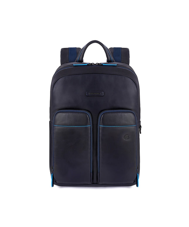 Piquadro, Blue Square, Leather, Leather Backpack, Blue, Laptop Compartiment, CA5575B2V, For Men
